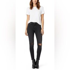 Hudson Krista Black Distressed Skinny Jeans 28
